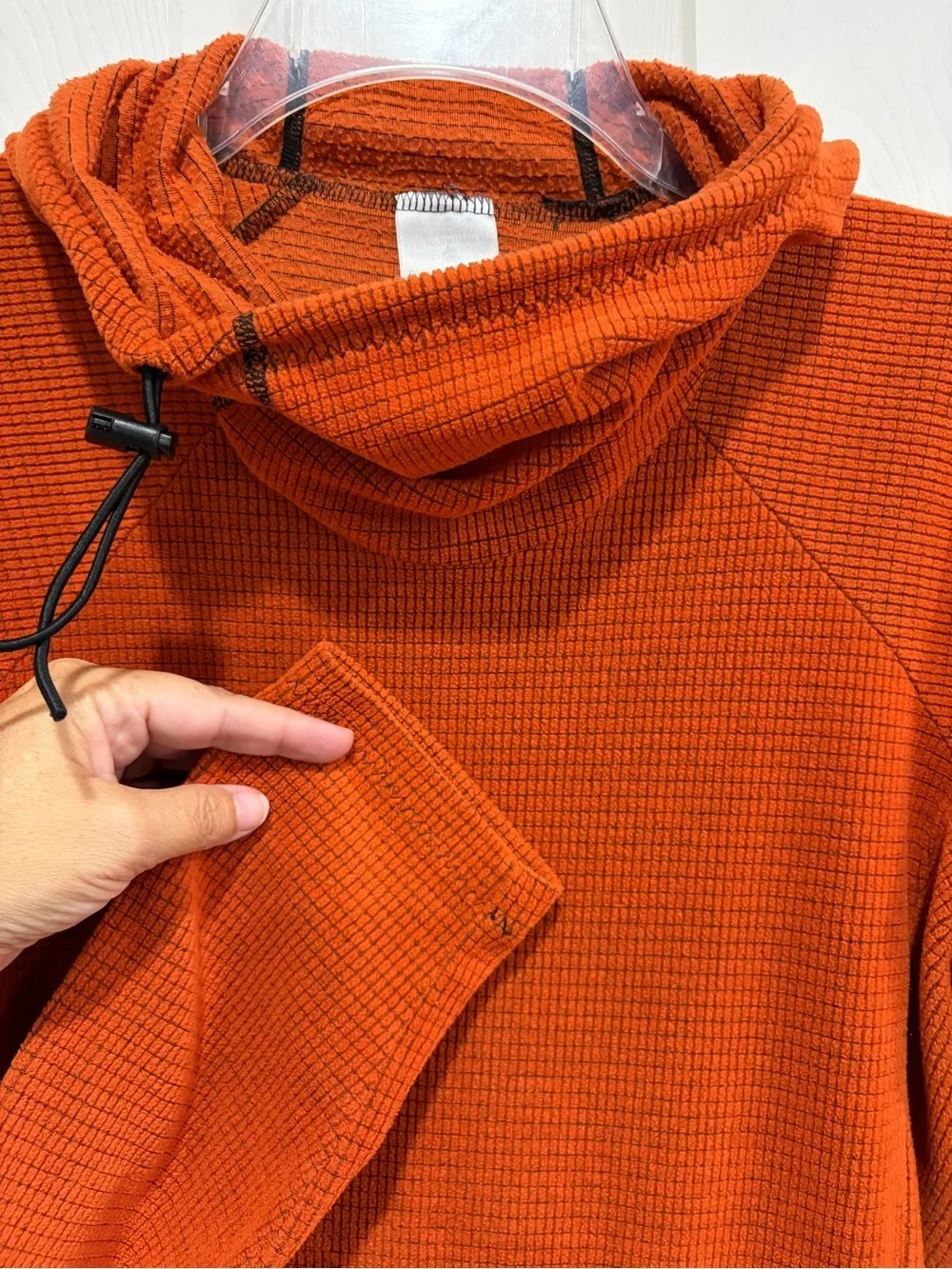 Melanzana Men's Small Micro Grid Hoodie Orange Jacket GUC Microgrid